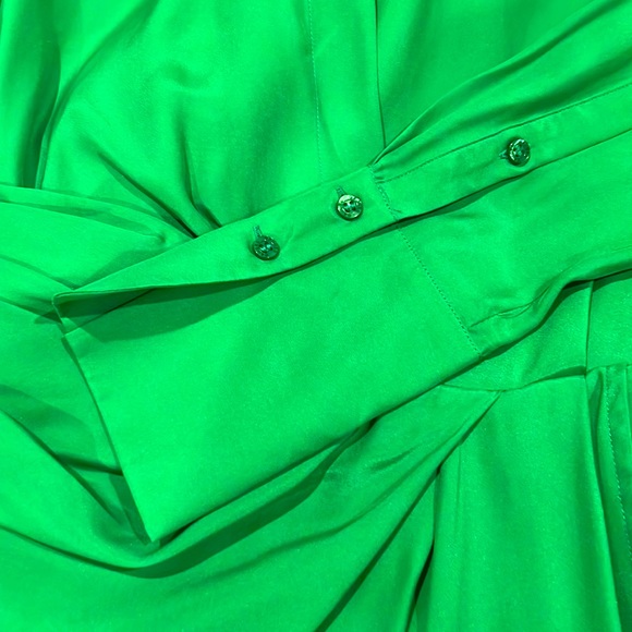 NWT Gauge81 long sleeve green asymmetrical wrap dress cuff sleeves women’s xs - Picture 7 of 7